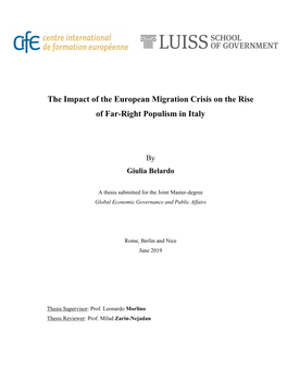 The Impact of the European Migration Crisis on the Rise of Far-Right Populism in Italy