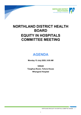 Northland District Health Board Equity in Hospitals Committee Meeting