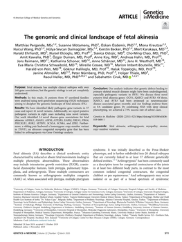 The Genomic and Clinical Landscape of Fetal Akinesia