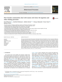 How Bonobo Communities Deal with Tannin Rich Fruits Re-Ingestion And