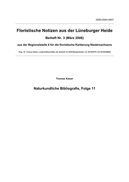 Floristische Notizen Aus Der Lüneburger Heide