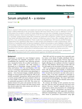 Serum Amyloid a – a Review George H