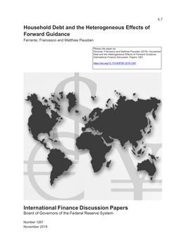 Household Debt and the Heterogeneous Effects of Forward Guidance Ferrante, Francesco and Matthias Paustian