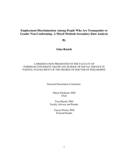 Employment Discrimination Among People Who Are Transgender Or Gender Non-Conforming: a Mixed Methods Secondary Data Analysis