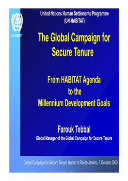 The Global Campaign for Secure Tenure