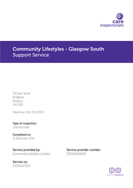 Community Lifestyles - Glasgow South Support Service