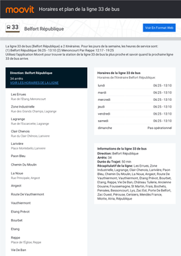 Horaires Et Trajet De La Ligne 33 De Bus Sur Une Carte