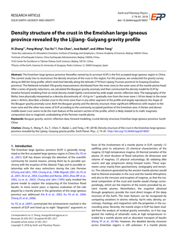 Density Structure of the Crust in the Emeishan Large Igneous Province Revealed by the Lijiang- Guiyang Gravity Profile