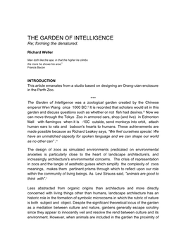 THE GARDEN of INTELLIGENCE Re; Forming the Denatured