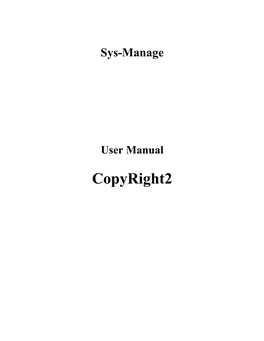 Sys-Manage Copyright2 User Manual