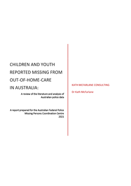 Children and Youth Reported Missing from Out-Of-Home-Care in Australia