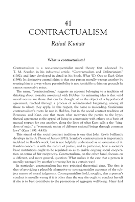 CONTRACTUALISM Rahul Kumar
