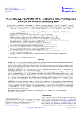 The Yellow Hypergiant HR 5171 A: Resolving a Massive Interacting Binary in the Common Envelope Phase�,