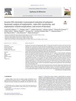 Invasive EEG-Electrodes in Presurgical Evaluation of Epilepsies