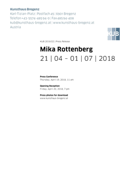 Mika Rottenberg 21 | 04 – 01 | 07 | 2018