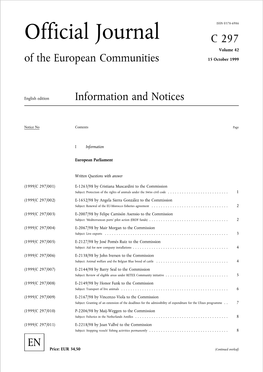 Official Journal C 297 Volume 42 of the European Communities 15 October 1999