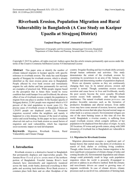 Riverbank Erosion, Population Migration and Rural Vulnerability in Bangladesh (A Case Study on Kazipur Upazila at Sirajgonj District)