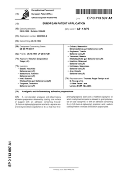 Analgesic Anti-Inflammatory Adhesive Preparations