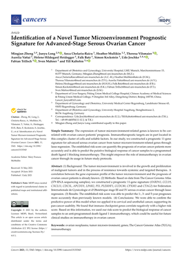 Identification of a Novel Tumor Microenvironment Prognostic