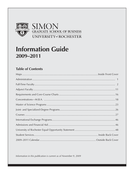 Information Guide 2009–2011