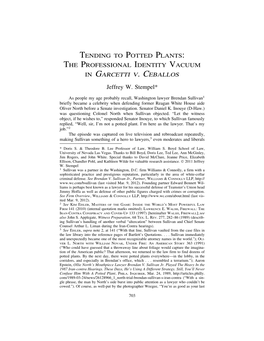 Tending to Potted Plants: the Professional Identity Vacuum in Garcetti V