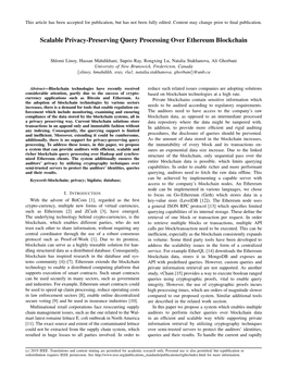 Scalable Privacy-Preserving Query Processing Over Ethereum Blockchain