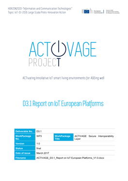 D3.1 Report on Iot European Platforms