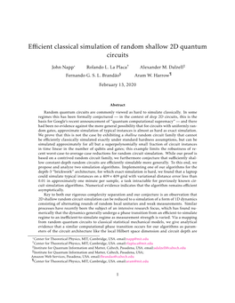 Efficient Classical Simulation of Random Shallow 2D Quantum Circuits