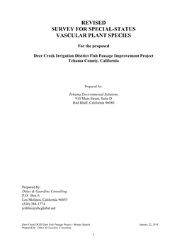 Revised Survey for Special-Status Vascular Plant Species