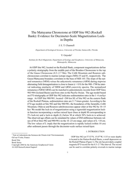 The Matuyama Chronozone at ODP Site 982 (Rockall Bank): Evidence for Decimeter-Scale Magnetization Lock- in Depths