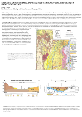 Geology, Groundwater, and Geologic Hazards in the Albuquerque Basin, New Mexico