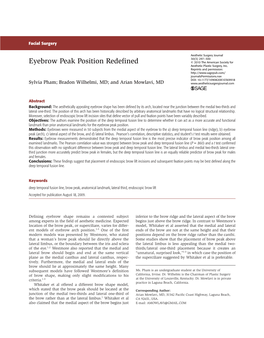 Eyebrow Peak Position Redefined © 2010 the American Society for Aesthetic Plastic Surgery, Inc