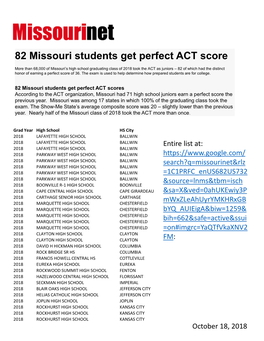 82 Missouri Students Get Perfect ACT Score