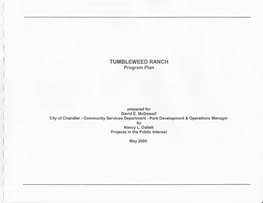 TUMBLEWEED RANCH Program Plan