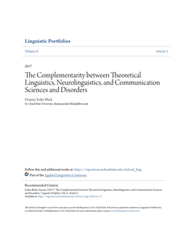 The Complementarity Between Theoretical Linguistics, Neurolinguis Linguistic Portfolios–ISSN 2472-5102 –Volume 6, 2017 | 2