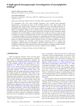 A High-Speed Laryngoscopic Investigation of Aryepiglottic Trillinga)