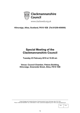 Clackmannanshire Councill 23 February 2016 Special Meeting