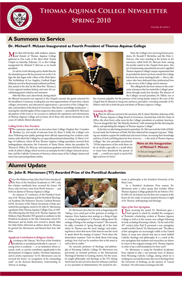 Thomas Aquinas College Newsletter Spring 2010