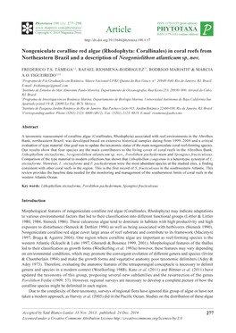 Nongeniculate Coralline Red Algae (Rhodophyta: Corallinales) in Coral Reefs from Northeastern Brazil and a Description of Neogoniolithon Atlanticum Sp