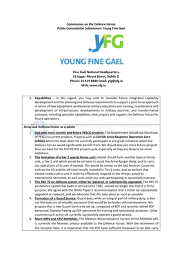 Commission on the Defence Forces Public Consultation Submission: Young Fine Gael