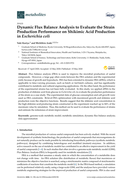 Dynamic Flux Balance Analysis to Evaluate the Strain Production Performance on Shikimic Acid Production in Escherichia Coli