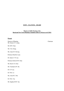 TOWN PLANNING BOARD Minutes of 440Th Meeting of the Rural And