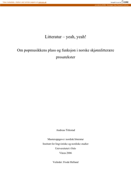 Litteratur – Yeah, Yeah!