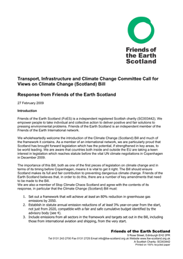 Transport, Infrastructure and Climate Change Committee Call for Views on Climate Change (Scotland) Bill