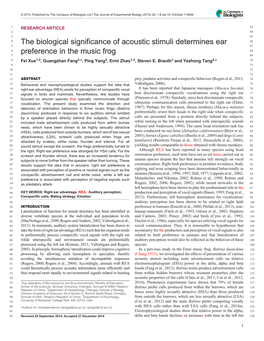 The Biological Significance of Acoustic Stimuli Determines Ear