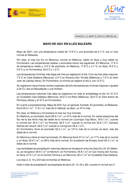 Mayo De 2021 En Illes Balears