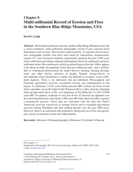 Multi-Millennial Record of Erosion and Fires in the Southern Blue Ridge Mountains, USA