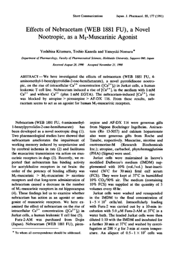 Effects of Nebracetam (WEB 1881 FU), a Novel Nootropic, As a Mi-Muscarinic Agonist