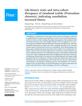 Life-History Traits and Intra-Cohort Divergence of Clearhead Icefish (Protosalanx Chinensis), Indicating Cannibalism Increased Fitness