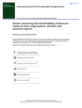 Electric Carsharing and Micromobility: a Literature Review on Their Usage Pattern, Demand, and Potential Impacts